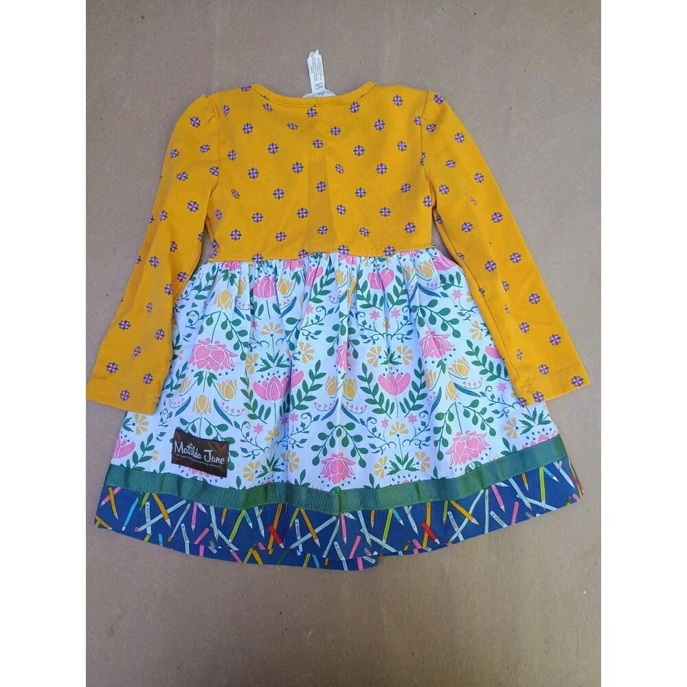 Girls Matilda Jane Ruffle Dress Choose path Gold Star Dress size 2 Yellow Blue